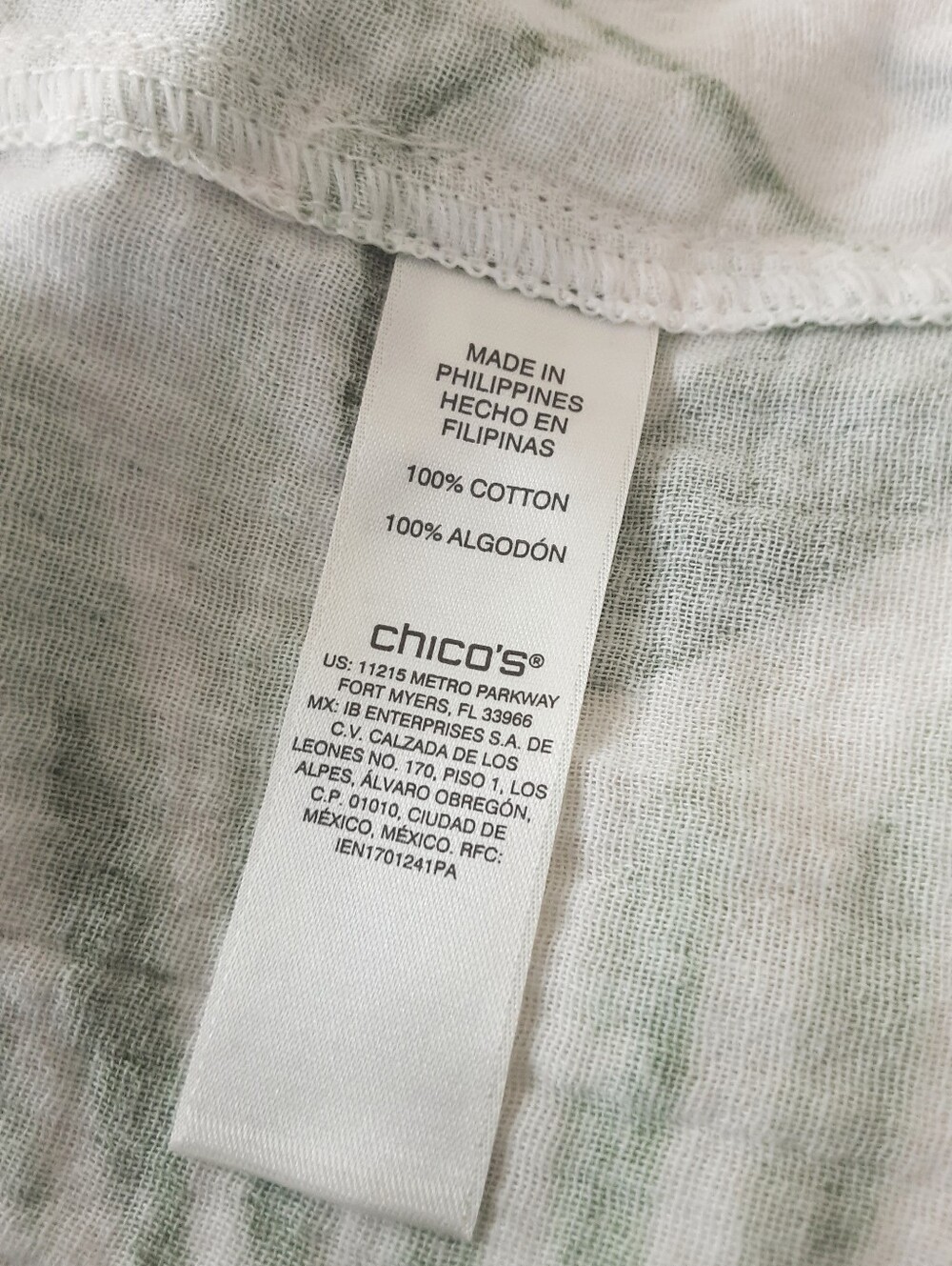 CHICO'S 100% Cotton Tropical Print Striped Button-Down 3 Qtr Sleeve Shirt Sz 2 - Picture 6 of 7